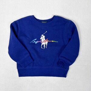 Polo Ralph Lauren Toddler Sweatshirt‎ 2T Blue Logo Graphic Pullover
